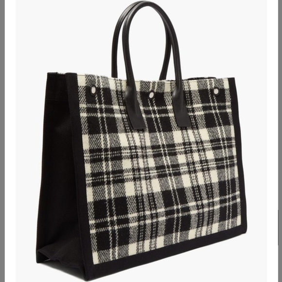 YSL bag Saint Laurent YSL Rive Gauche Checked TOTE - Picture 5 of 12